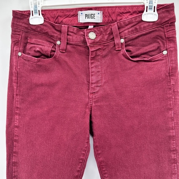 PAIGE Dark Burgundy CIGARETTE SKINNY JEANS Denim Preppy WOMENS 27 - Picture 2 of 7